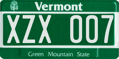 VT license plate XZX007