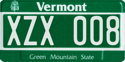 VT license plate XZX008