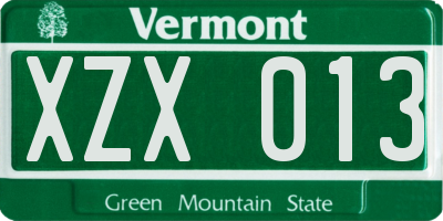 VT license plate XZX013