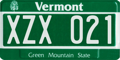 VT license plate XZX021