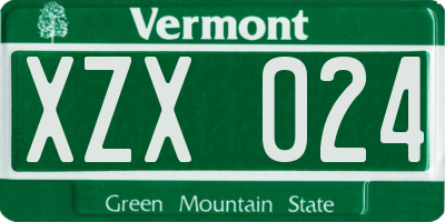 VT license plate XZX024