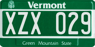 VT license plate XZX029