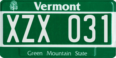 VT license plate XZX031