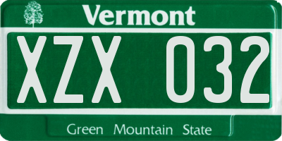VT license plate XZX032