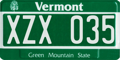 VT license plate XZX035