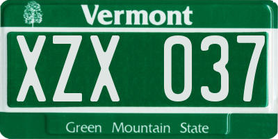 VT license plate XZX037