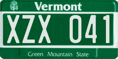 VT license plate XZX041