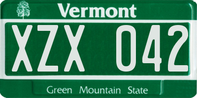 VT license plate XZX042