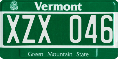 VT license plate XZX046