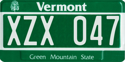 VT license plate XZX047
