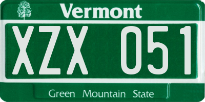 VT license plate XZX051