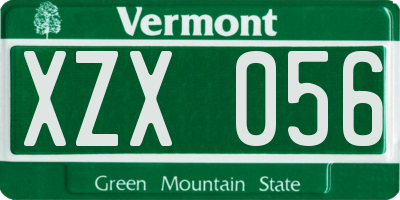 VT license plate XZX056