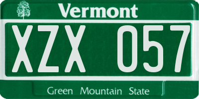 VT license plate XZX057