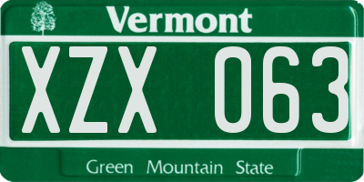VT license plate XZX063