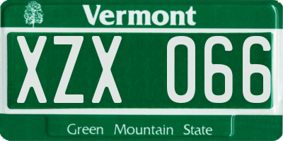 VT license plate XZX066