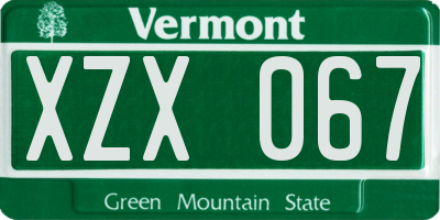VT license plate XZX067