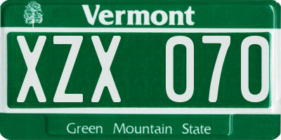 VT license plate XZX070