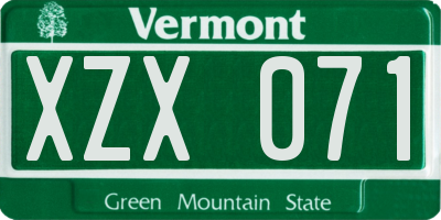 VT license plate XZX071