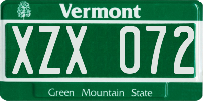 VT license plate XZX072