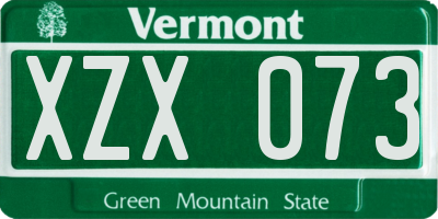 VT license plate XZX073
