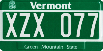 VT license plate XZX077