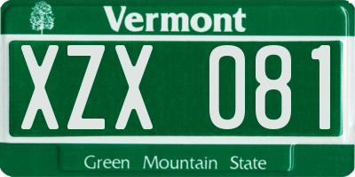 VT license plate XZX081
