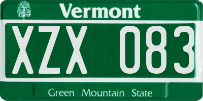 VT license plate XZX083
