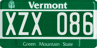 VT license plate XZX086
