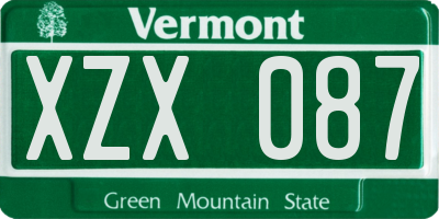 VT license plate XZX087