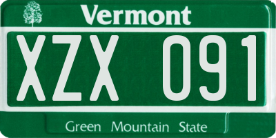 VT license plate XZX091