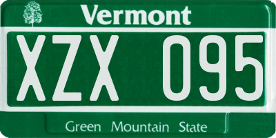 VT license plate XZX095