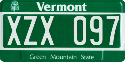 VT license plate XZX097