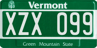 VT license plate XZX099