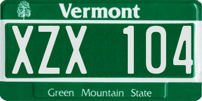 VT license plate XZX104