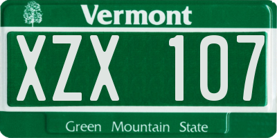 VT license plate XZX107