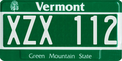 VT license plate XZX112
