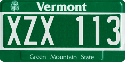VT license plate XZX113