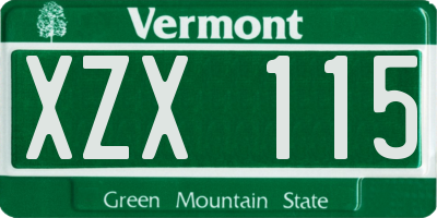 VT license plate XZX115