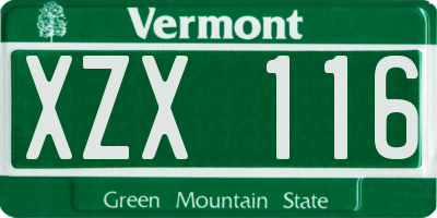 VT license plate XZX116