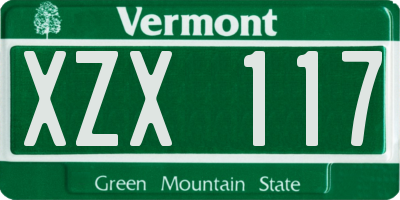 VT license plate XZX117