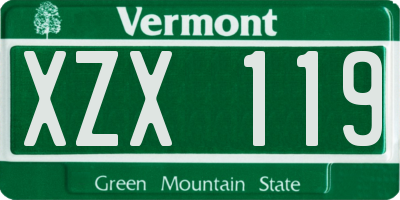 VT license plate XZX119