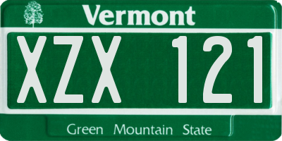VT license plate XZX121