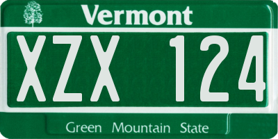 VT license plate XZX124