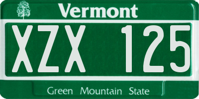 VT license plate XZX125
