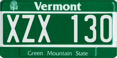 VT license plate XZX130