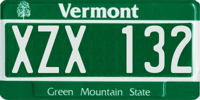 VT license plate XZX132