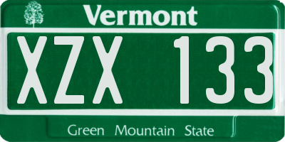 VT license plate XZX133