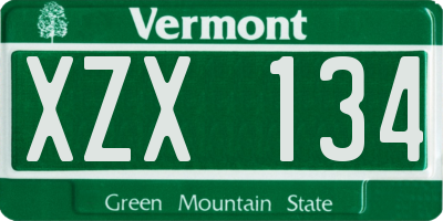 VT license plate XZX134