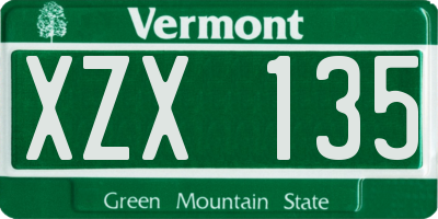 VT license plate XZX135
