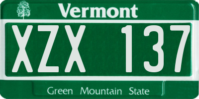 VT license plate XZX137